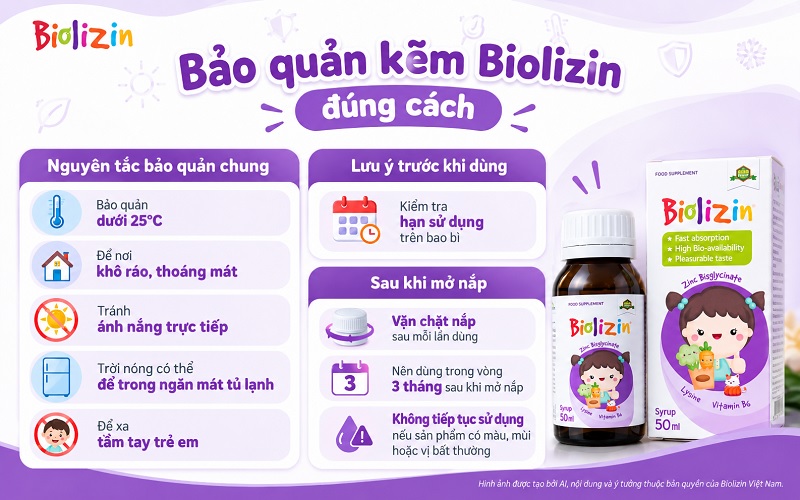 Hướng dẫn bảo quàn kẽm Biolizin