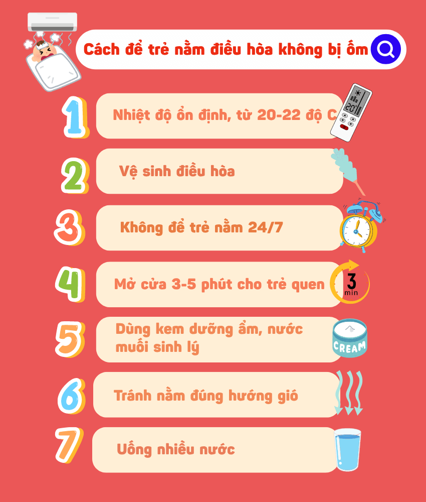 Những cách để trẻ nằm điều hòa không bị ốm