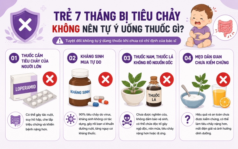 Lưu ý cần tránh khi trẻ 7 tháng tuổi bị tiêu chảy