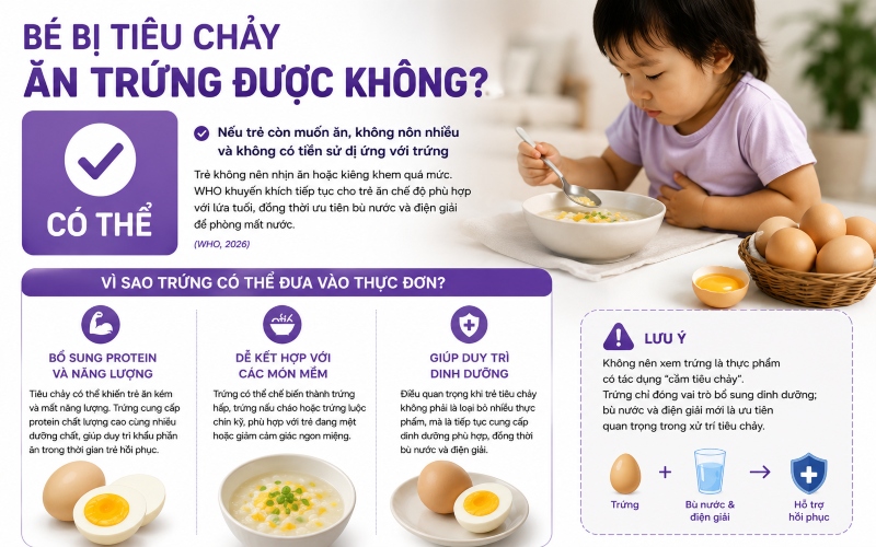 Vì sao trẻ bị tiêu chảy có thể ăn trứng