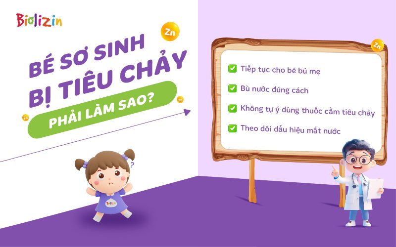 Bé sơ sinh bị tiêu chảy phải làm sao infographic
