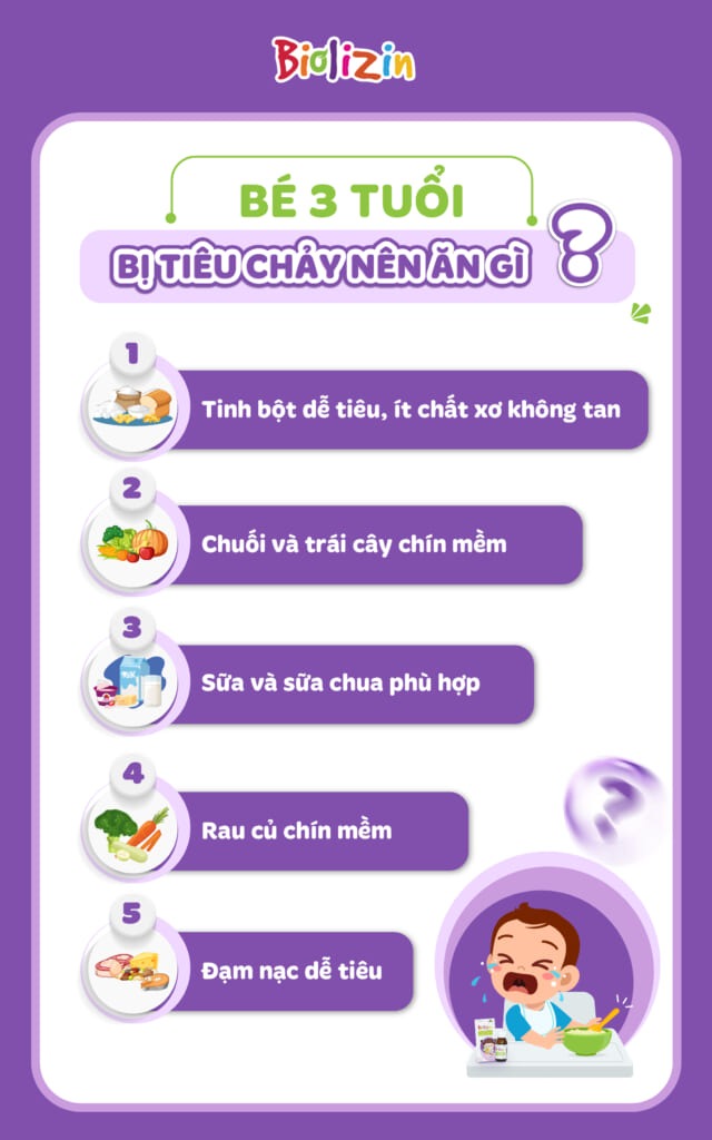 trẻ 3 tuổi bị tiêu chảy nên ăn gì 3