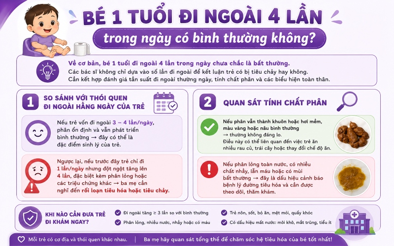 bé 1 tuổi đi ngoài mấy lần trong ngày 1