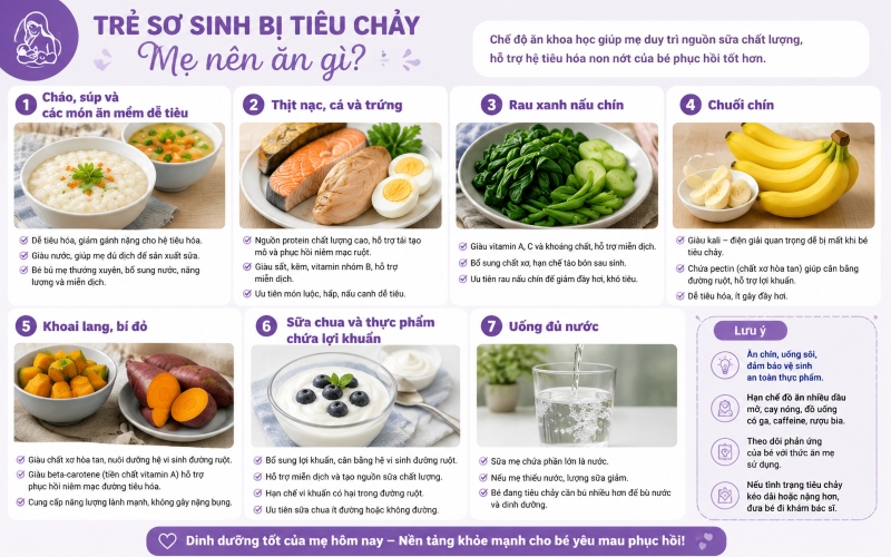 trẻ sơ sinh bị tiêu chảy mẹ nên ăn gì 2