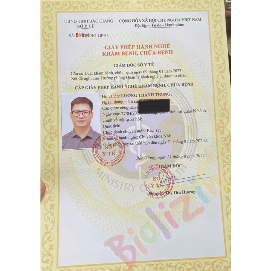 Chứng chỉ hành nghề bác sĩ Lương Thành Trung