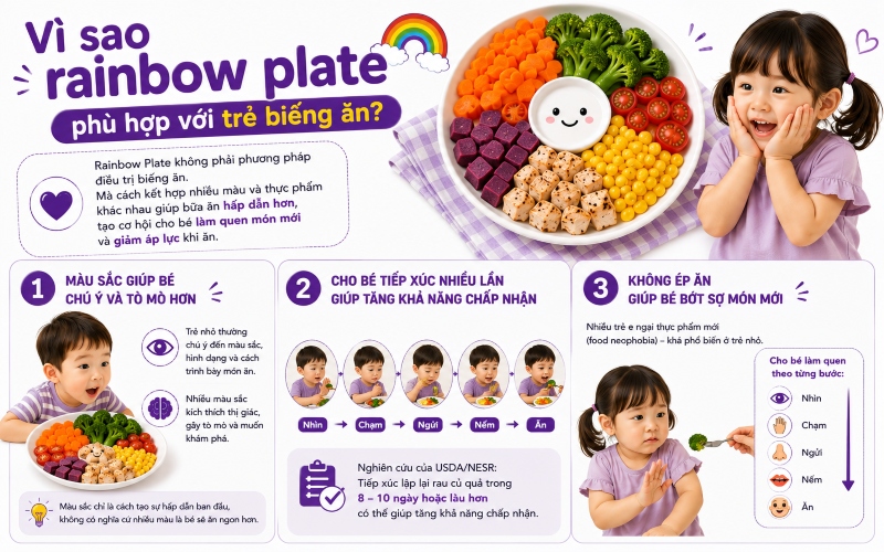 Các ưu điểm của phương pháp rainbow plate phù hợp với trẻ biếng ăn